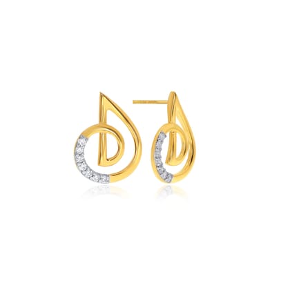 Senco Gold 18K Yellow Gold Melody of Beauty Diamond Studs Earrings (Gold Weight - 1.6 g / 0.09 carat / HI-SI)