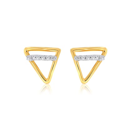 Senco Gold 18K Yellow Gold Chic Triangular Spell Diamond Studs Earrings (Gold Weight - 1.7 g / 0.06 carat / HI-SI)