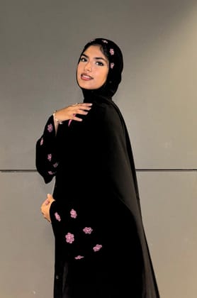 Midnight Orchid Abaya (With Hijab)-Small