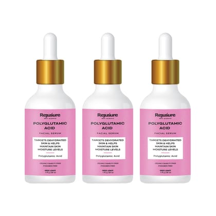 Rejusure Polyglutamic Acid Facial Serum Targets Dehydrated Skin  Helps Maintain Skin Moisture Levels  30ml Pack of 3-Rejusure Polyglutamic Acid Facial Serum Targets Dehydrated Skin & Helps Mainta