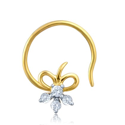 Senco 18K Yellow Gold Floral Knott Diamond Nosepin (Gold Weight- 0.35 g / 0.04 carat / HI-SI Quality)