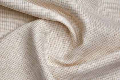 100% Linen, Yarn Dyed, Plain,Brown And White Men And Women, Unstitched Shirting Or Top Fabric-1 Meter