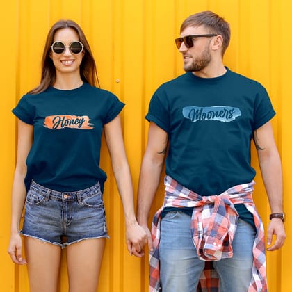 Honey Mooners - Latest Honemoon Couple T-Shirts-S / XS / Navy Blue
