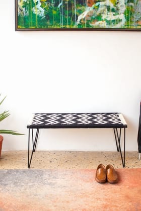 Sirohi Double Wave Recycled Cotton Metal Bench