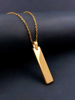 Gold Stainless Steel Vertical Bar Pendant adjustable Necklace chain-Free Size