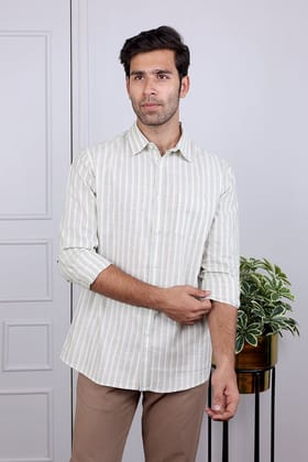 Grey Stripes South Cotton Shirt Full Sleeves MSHFS03248-S