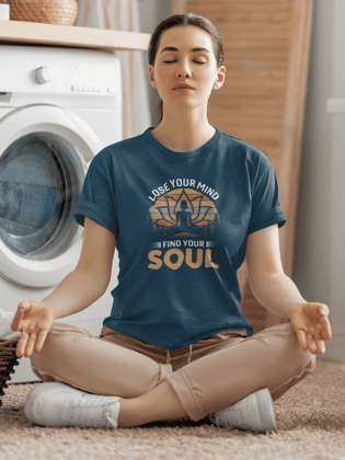 "Lose Your Mind, Find Your Soul"  Women's Cotton  T-Shirt-S / Navy Blue