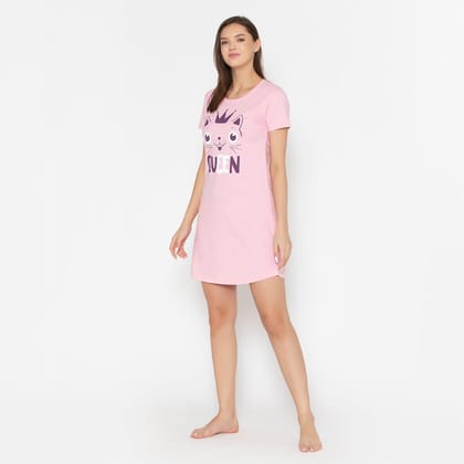 Women Cotton Sleepshirt - Orchid Pink Orchid Pink S