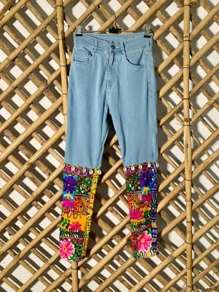 Floral embroidered banjara jeans-S