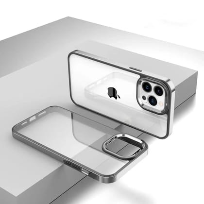 iPhone Series Square Plating Color Frame Clear Case With Camera Bumper-iPhone 12 / Silver