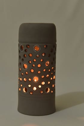 Antarang- Terracotta- Handcrafted- Blue Grey  Lampshade