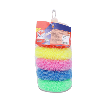 More Vow Nylon Cleaning Round Synthetic Scrubber (Pack Of 6) In 5 Color