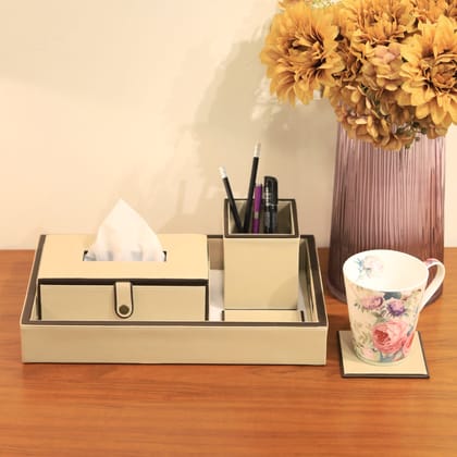 Office Desk Organiser Set - Ivory