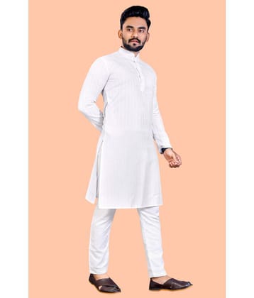 YUG ART - White Cotton Regular Fit Mens Kurta Pyjama Set ( Pack of 1 ) - None