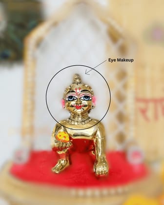 Heavy Solid Pure Brass Laddu Gopal Ji Idol from Vrindavan (5.5 inches)-7 (5.5 inches Height) -Only Idol / Eyes Makeup