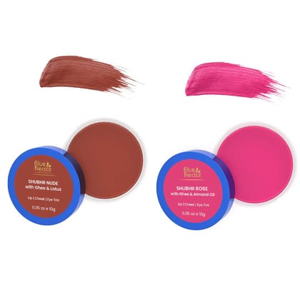 Shubhr Lip, Cheek & Eye Tint (Pack of 2*10g) Nude & Rose