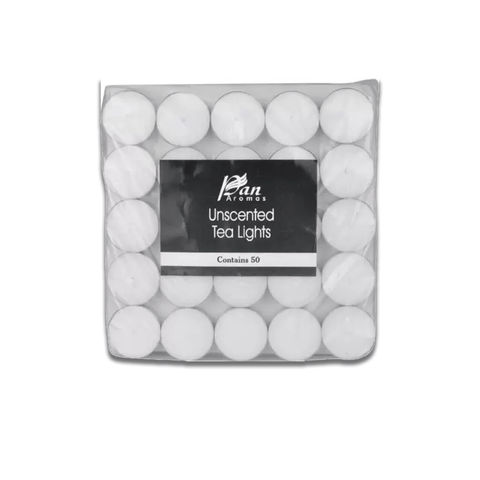 Pan Aromas White Tealight Candle-50Pk-,10Grams,Pack