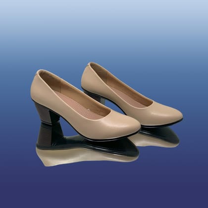 Radiant Beige Block Heel Pumps 👠-Beige / 39