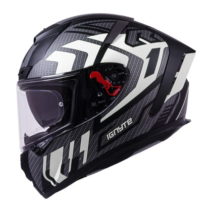 Ignyte IGN-4 Atomixx ISI/DOT Certified Full Face Graphic Helmet with Outer Anti-Fog Clear Visor and Inner Smoke Sun Shield (Glossy Black White)-Medium 580 MM