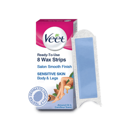 Veet Hair Removal Waxing Strips Kit - Sensitive Skin, 8 Pcs Box