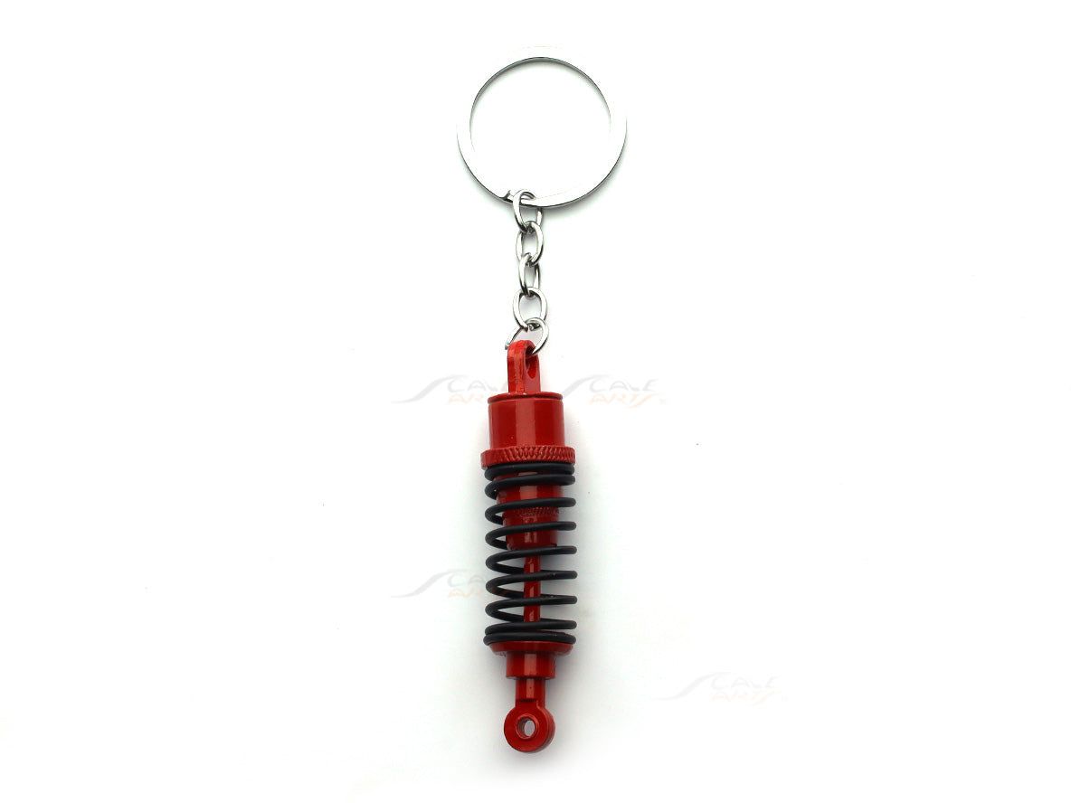 Red Suspension / Shock absorber wheel metal keyring / keychain