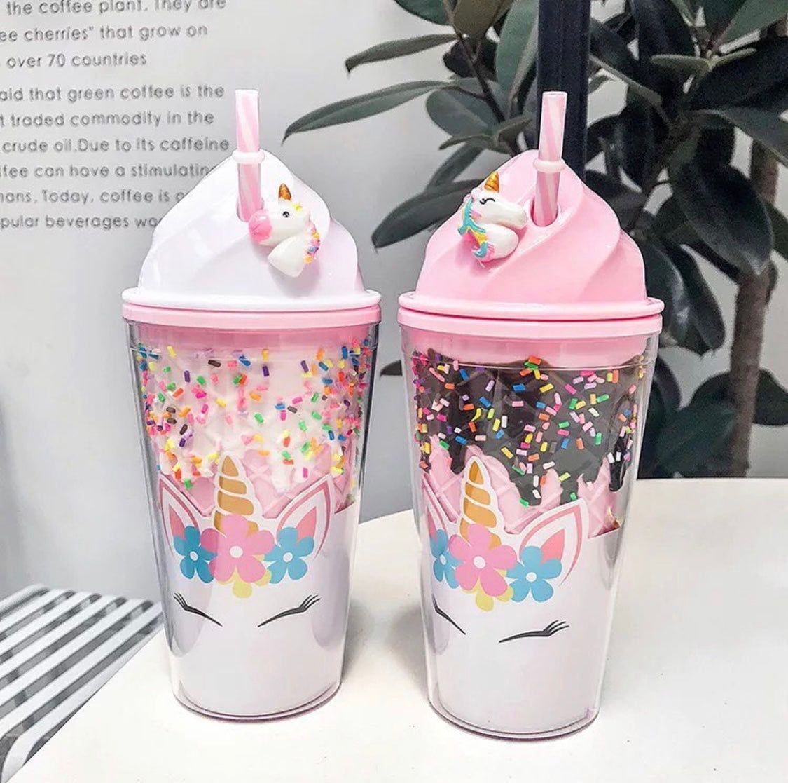 Unicorn ice cream Sipper-PINK & WHITE