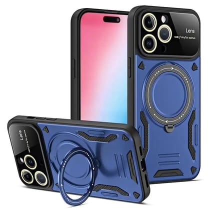 Multifunctional Magnetic Lens Protect Holder case for iPhone 15 Pro max-Select Model / PC / Blue