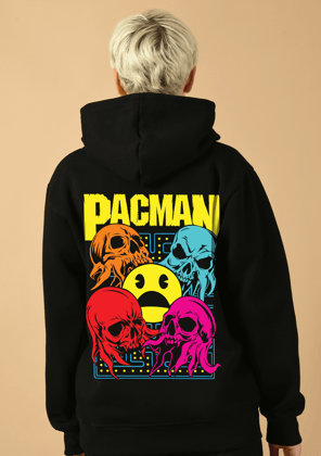 Pacman Printed Black Hoodie By Offmint-S