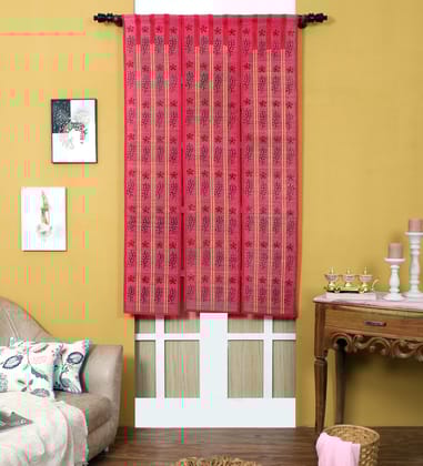 Three Panel Bamboo Curtain - Pink-6 ft length
