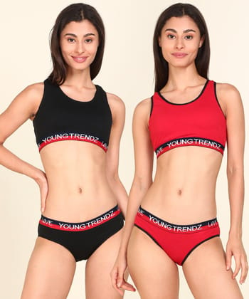 Young Trendz Womens Combo Swimwear Set(Pack of 2)-XS / Black Red