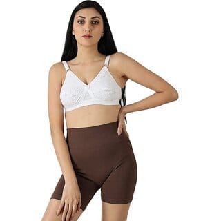 Women Embroidered Full-Coverage Non Padded  Bra (White)