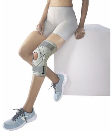 Vissco Neoprene Hinged Patella Knee Brace, Provides moderate support & stability to the Knee - (CLOSED TYPE) - Grey (Single Piece) - XL - None