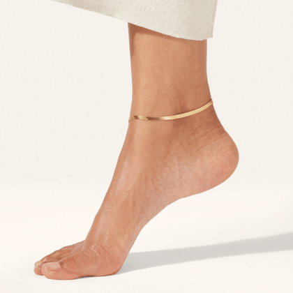 Flat Snake Chain Anklet-Gold / Pack of 1 (Single Leg)