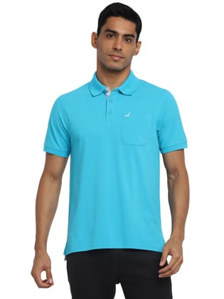 Polo Collar T-Shirt for Men with Pocket - Bachelor Button-XL / Bachelor Button