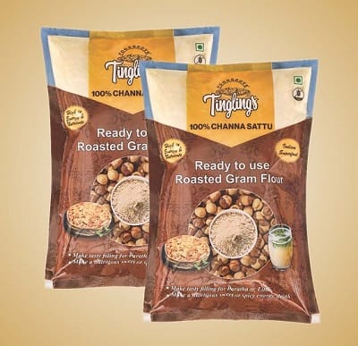 Tinglings Pure Chana Sattu Powder. Pack of 2 of 500g each. Pure Roasted Gram Flour