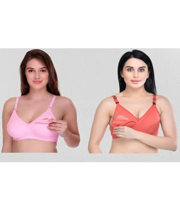 Zourt - Multicolor Cotton Solid Women's Maternity Bra ( Pack of 2 ) - 42B