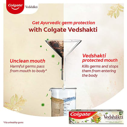 Colgate Swarna Vedshakti Ayurvedic Toothpaste - Anti-Bacterial Paste For Whole Mouth Health - With Neem - Clove - And Honey - 200 G