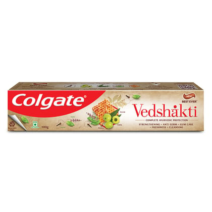 Colgate Swarna Vedshakti Ayurvedic Toothpaste, Anti-Bacterial Paste For Whole Mouth Health, With Neem, Clove, And Honey, 100 G