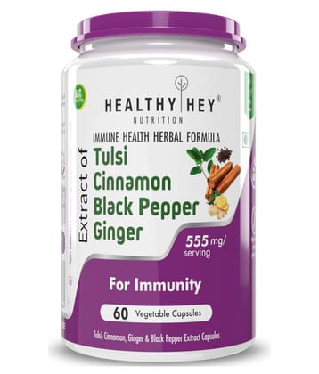 HEALTHYHEY NUTRITION Tulsi,Cinnamon& Black Pepper Extract  for Immunity Capsule 555 mg