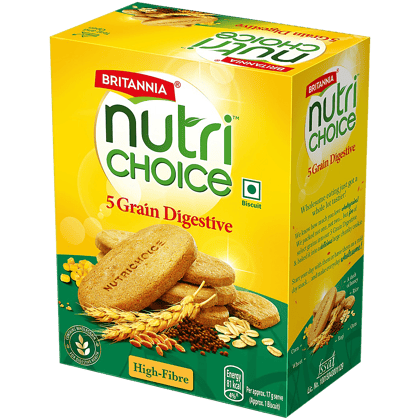 Britannia Nutrichoice 5 Grain Digestive Multigrain Biscuits - High Fibre, 200 G