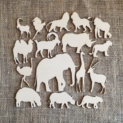 Cliths Set of 16 Tropical Animals Cutouts, Tropical Decor, Jungle Animals, Jungle Decorations, Safari Decor, Safari Baby Shower, Wooden Animal