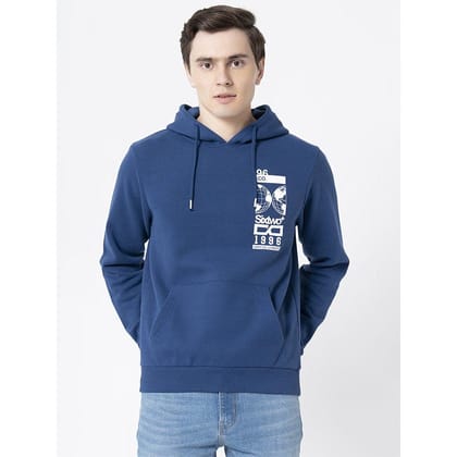 RedTape Men's Deep Blue Hoodie | Casual Hooded Sweatshirt with Full Sleeves | Graphic print