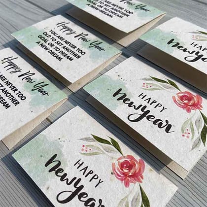 Plantable Happy New Year Greeting Cards with Envelopes (Set of 12)