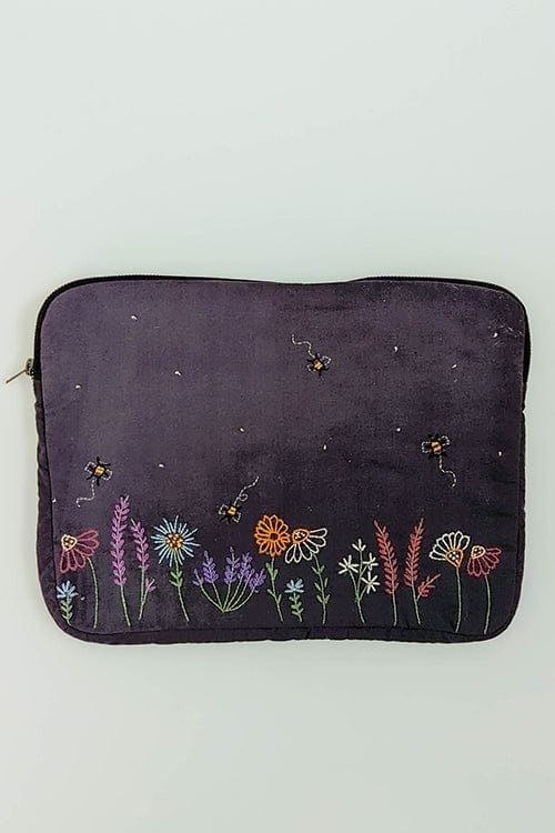 Okhai 'Illuminate' Hand Embroidered Pure Cotton Laptop Sleeve