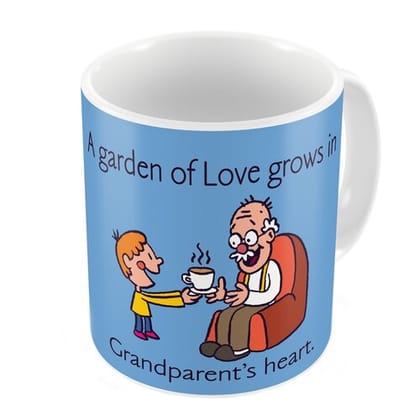 Indigifts Grandfather Birthday Gifts Love Grows In Grandparents's Heart Quote GrandDad & Grandson Loving Bond Green Coffee Mug 330 ml - Gift for Grandparents Anniversary