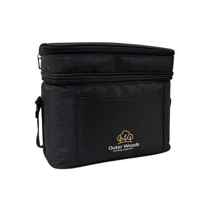 Outer Woods Insulated 6 Can Cooler Bag with Dual Insulated Compartments-Black