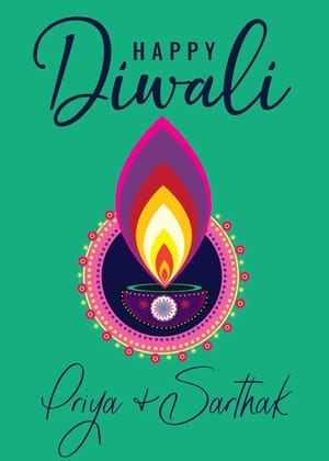 Happy Diwali Gift Tags/Gift Stickers - Rangoli Diya-Flat Cards Without Ribbons / Set of 10