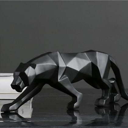Decorative Black Jaguar Panther Statue Showpiece Leopard Resin Animal Sculpture Decorative Showpiece-Black