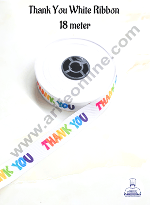 CAKE DECOR™ 1 Roll Thank You White Ribbon | Gift Wrapping | Decoration (SBR-PR-029)