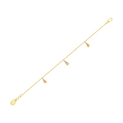 Senco Gold 14K Yellow Gold Trio Pleats Diamond Bracelet (Gold Weight - 1.7 g / 0.08 carat / HI-SI)